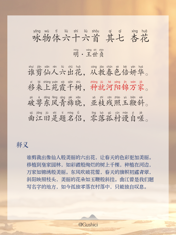 形容杏花的优美诗句,形容杏花的词句
