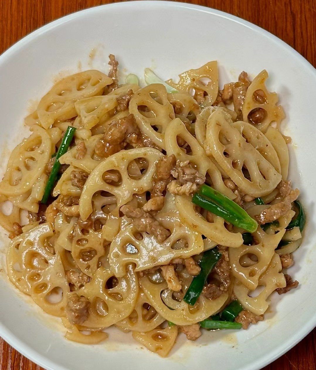 炒藕片的做法,肉末炒藕片的做法