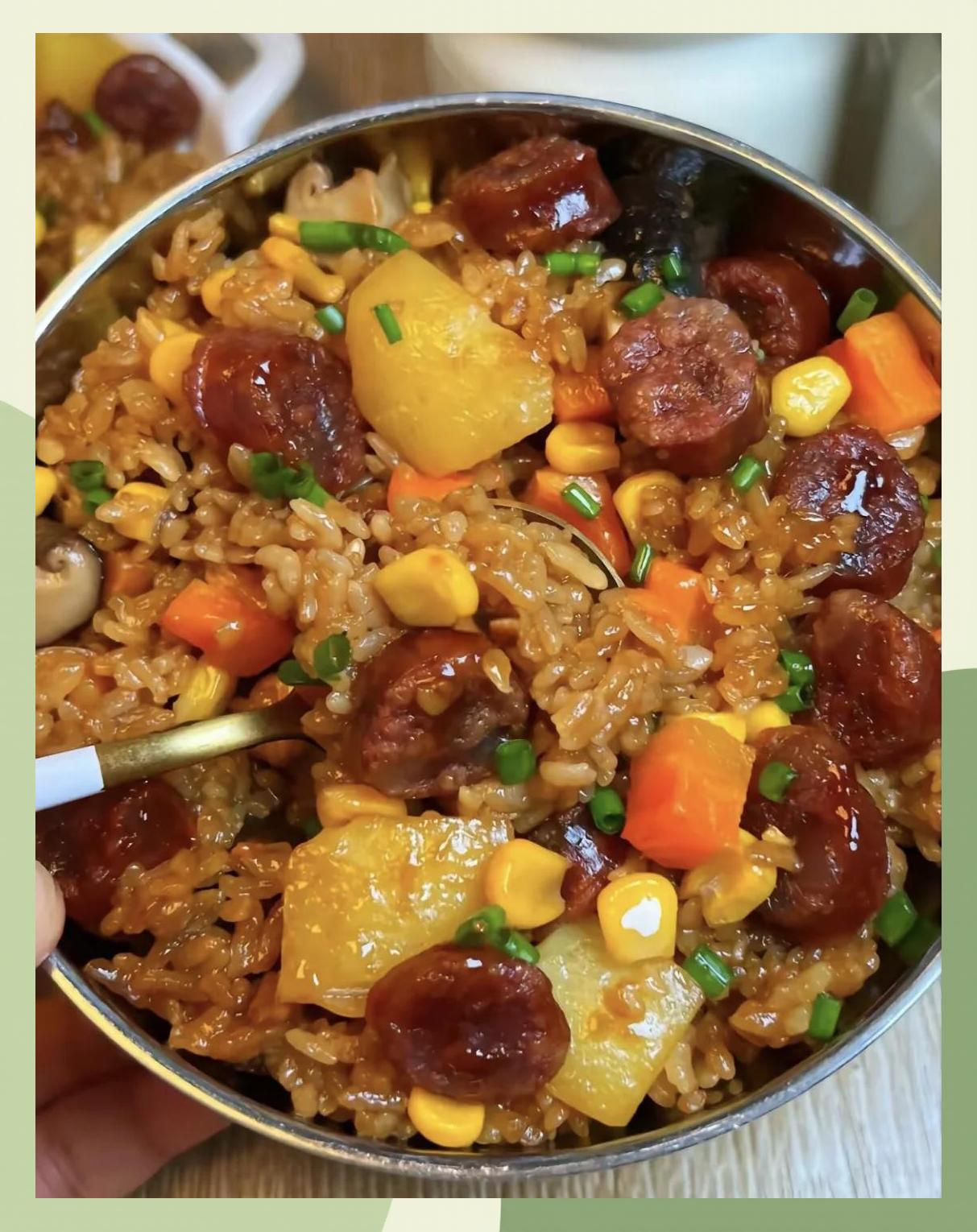 香肠饭的家常做法,香肠米饭做法